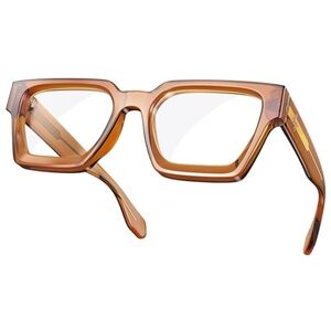 Blue Light Blocking Glasses Rectangle Chic Preppy Look Brown Frame Eyeglasses